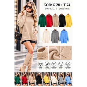 Sweter damski z golfem  S/M-L/XL