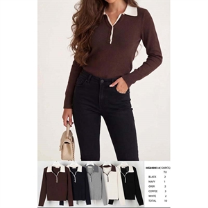 Sweter damski z dekoltem w serek