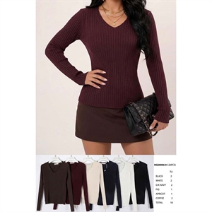 Sweter damski z dekoltem w serek