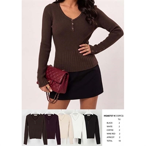 Sweter damski z dekoltem w serek