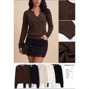 Sweter damski z dekoltem w serek