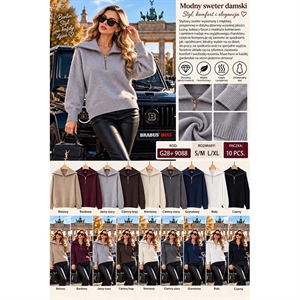 Sweter damski na pół suwak  S/M-L/XL