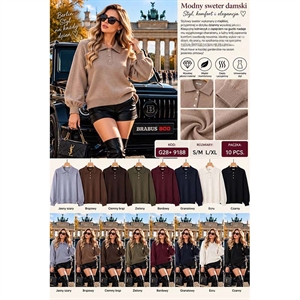 Sweter damski z kołnierzykiem  S/M-L/XL