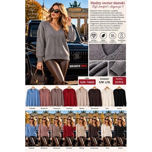 Sweter damski z dekoltem w serek  S/M-L/XL