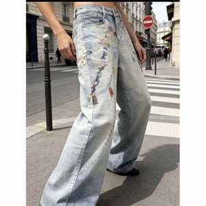 Jeansy szerokie nogawki  38-48