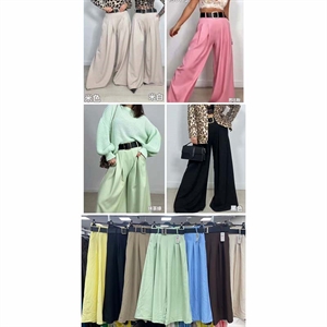 Spodnie szerokie nogawki z paskiem produkt Włoski