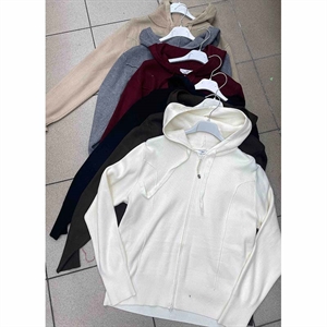 Sweter damski rozpinany na zamek z kapturem