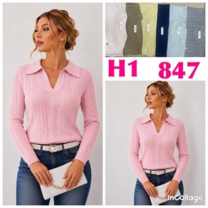 Sweter damski z dekoltem w serek  L/XL-2XL/3XL