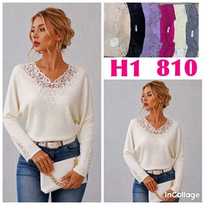 Sweter damski z dekoltem w serek  L/XL-2XL/3XL