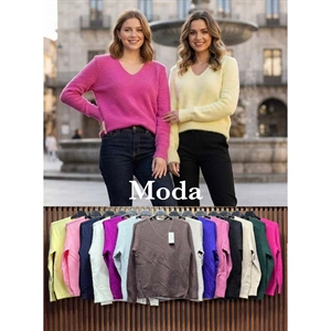 Sweter damski z dekoltem w serek