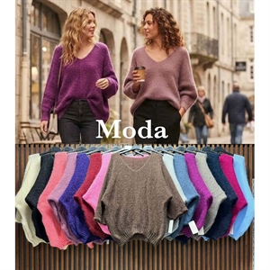 Sweter damski z dekoltem w serek