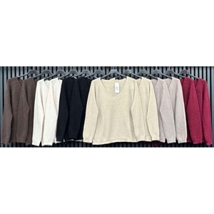 Sweter damski z dekoltem w serek