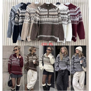 Sweter damski na pół suwak