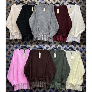 Sweter damski z dekoltem w serek - Produkt Włoski