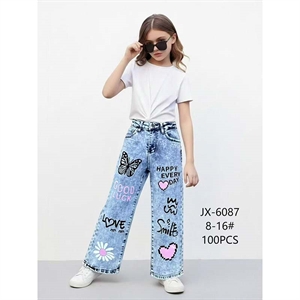 Jeansy szerokie nogawki  8-16 lat