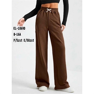 Spodnie dziewczęce z szerokimi nogawkami (8-16)