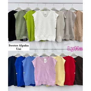 Sweter damski z dekoltem w serek z alpaki