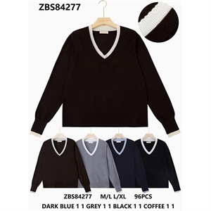 Sweter damski z dekoltem w serek  M/L-L/XL