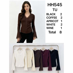 Sweter damski z dekoltem w serek