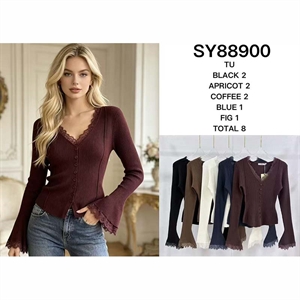 Sweter damski z dekoltem w serek