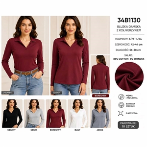 Bluzka damska z kołnierzykiem  S/M-L/XL