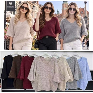 Sweter damski z dekoltem w serek