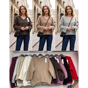 Sweter damski z dekoltem w serek