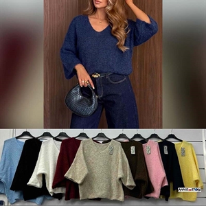 Sweter damski z dekoltem w serek