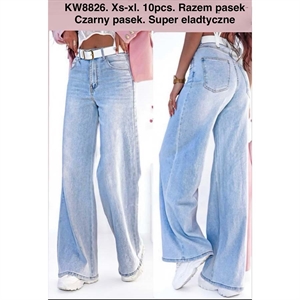 Jeansy szerokie nogawki  XS-XL