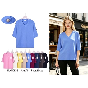 Sweter damski z dekoltem w serek