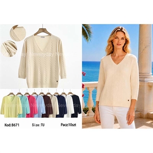 Sweter damski z dekoltem w serek
