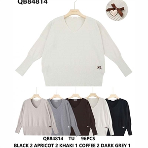 Sweter damski z dekoltem w serek