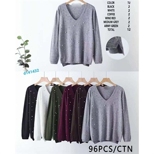 Sweter damski z dekoltem w serek