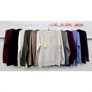 Sweter damski z dekoltem w serek  L/XL-XL/2XL