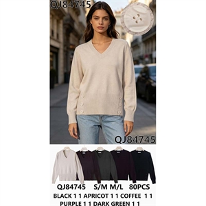 Sweter damski z dekoltem w serek  S/M-M/L