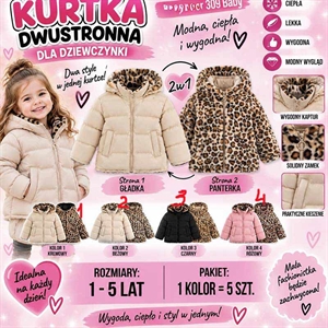 Kurtka dwustronna dziewczęca  1-5 lat