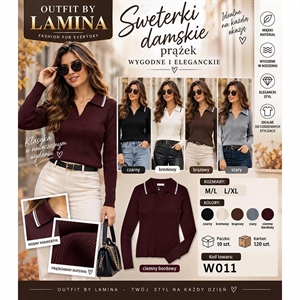 Sweter damski z kołnierzykiem  M/L-L/XL