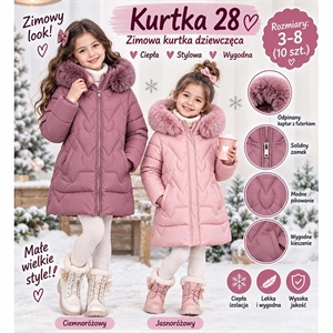 Kurtka dziewczęca  3-8 lat
