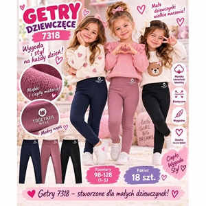 Getry ocieplane dziewczęce  98-128