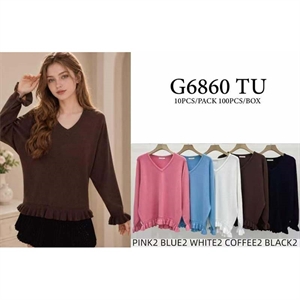 Sweter damski z dekoltem w serek
