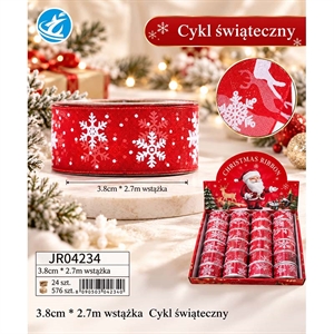 Świąteczna wstążka 3,8cmx2,7m