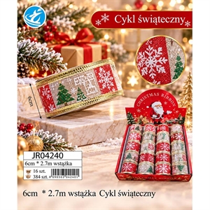 Świąteczna wstążka 6cmx2,7m