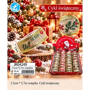 Świąteczna wstążka 2,5cmx2,7m