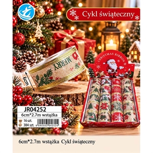 Świąteczna wstążka 6cmx2,7m