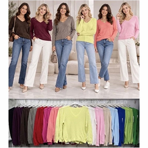 Sweter damski z dekoltem w serek