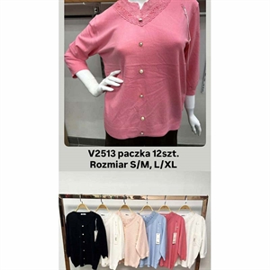 Sweter damski z dekoltem w serek  S/M-L/XL