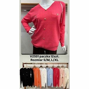 Sweter damski z dekoltem w serek  S/M-L/XL