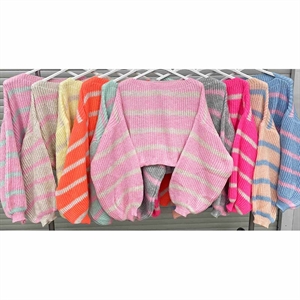 Sweter damski okrągły w paski