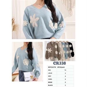 Sweter damski z dekoltem w serek