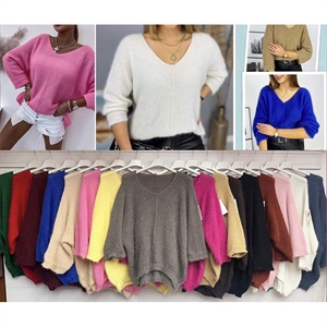 Sweter damski z dekoltem w serek